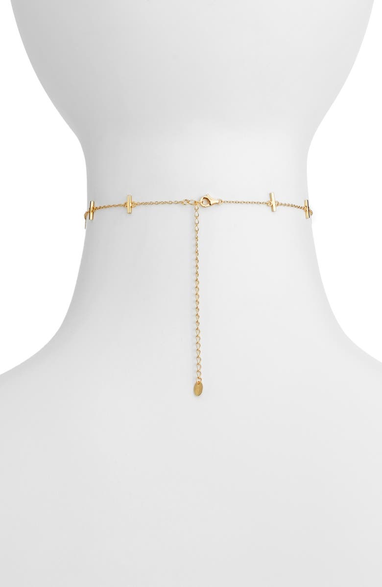 Argento Vivo Sterling Silver Bar Station Chain Choker, Alternate, color, Gold