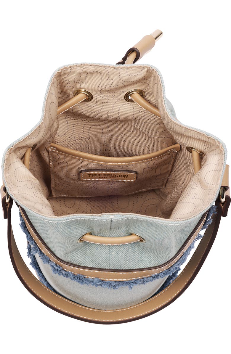 True Religion Buddha Patch Denim Bucket Bag, Alternate, color, Denim