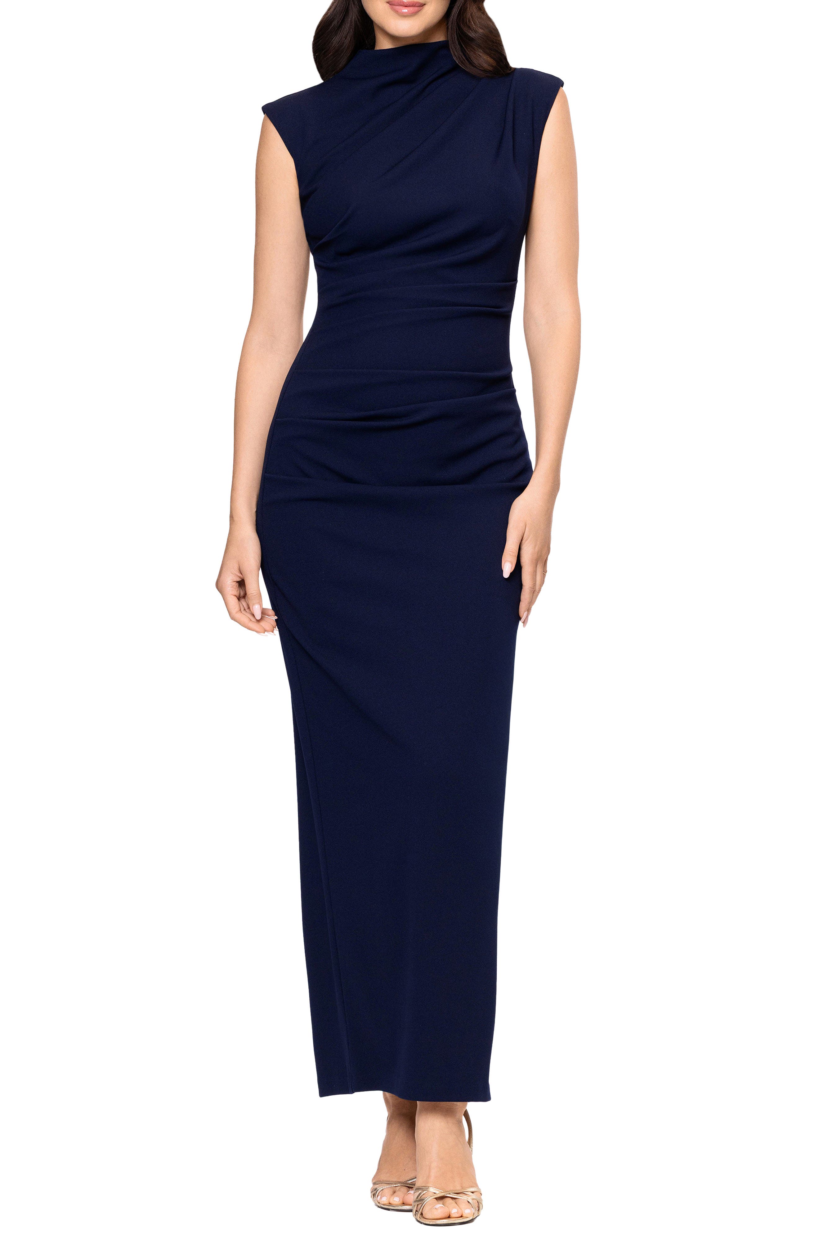 Pleated Sleeveless Column Gown - image 3
