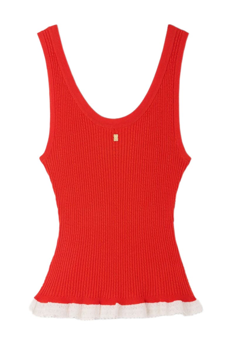 Knit and lace top, Alternate, color, Red