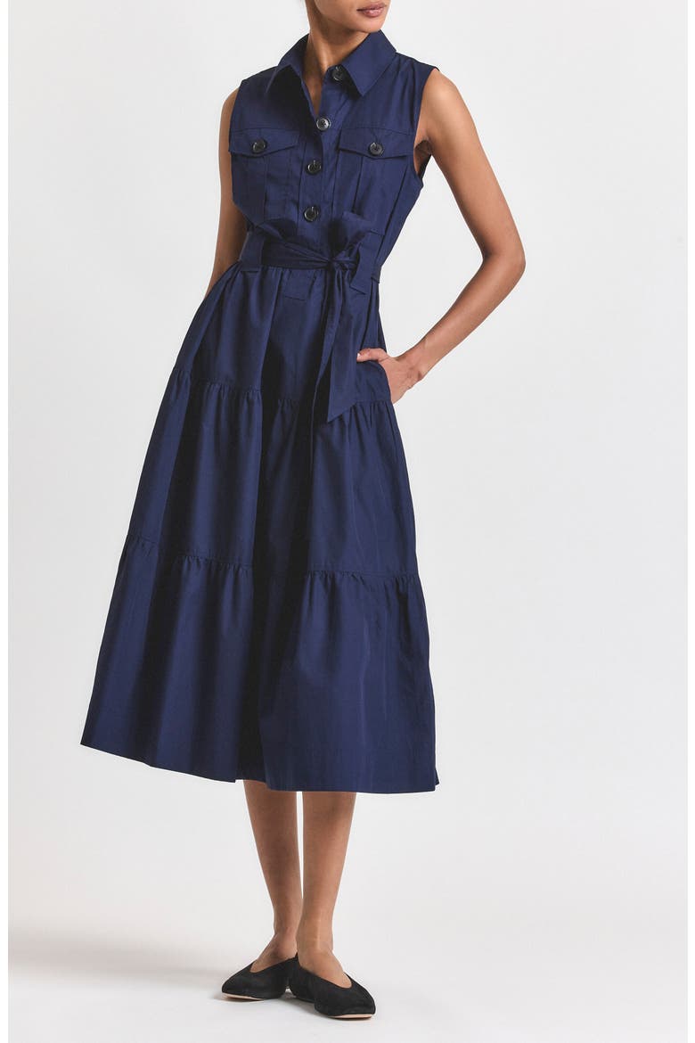Florence Sleeveless Shirtdress, Main, color, NAVY
