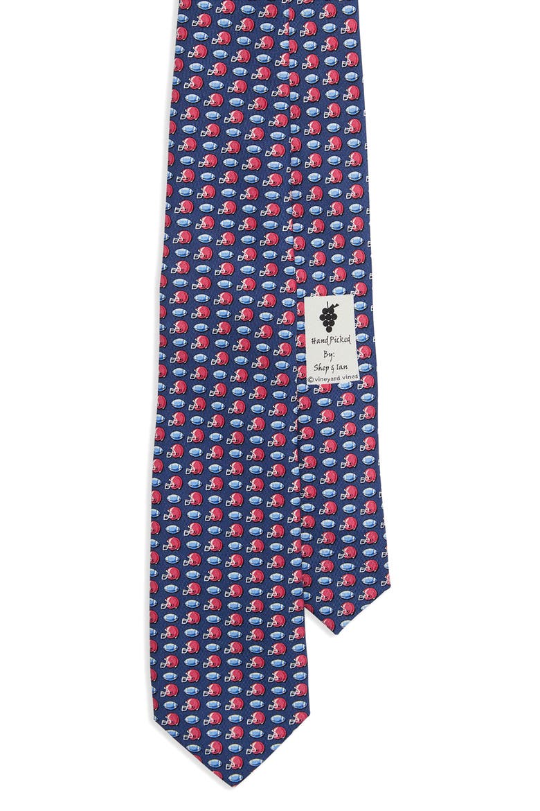 Kids' Football Print Silk Tie, Main, color, MOONSHINE