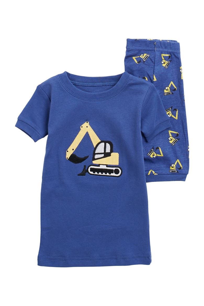 Kids Cotton Two-Piece Short Printed Pajamas, Vehicles & Adventure, Main, color, BLUE