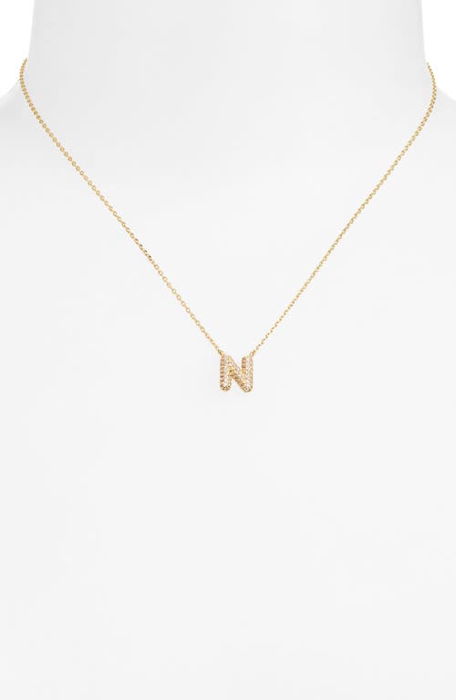 Leith Cubic Zirconia Initial Pendant Necklace In N- Clear- Gold