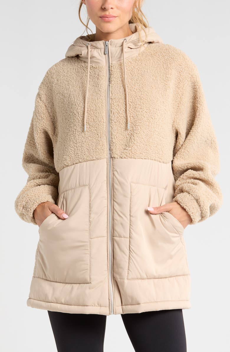 Zella Hybrid Faux Shearling Pocket Jacket, Alternate, color, 