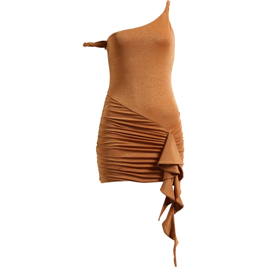Afrm Shelby Metallic Body-con Minidress In Brown