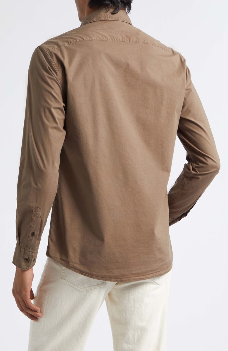 Sunspel Soft Stretch Poplin Button-Down Shirt, Alternate, color, Dark Cedar