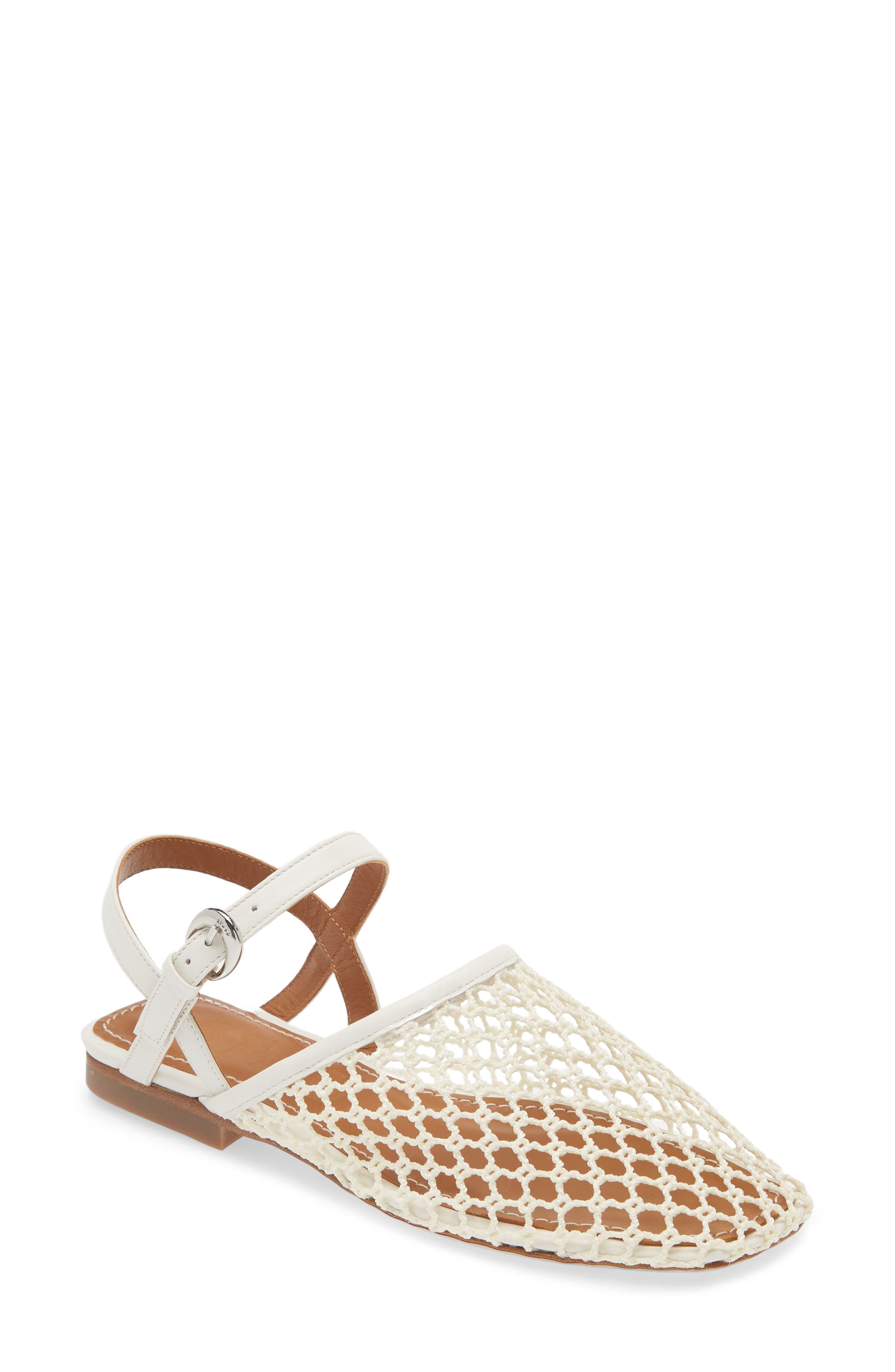 STAUD Rete Slingback Flat, Main, color, Paper Netting