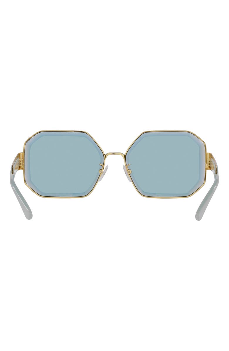 Tory Burch 60mm Tinted Geometric Sunglasses, Alternate, color, Azure