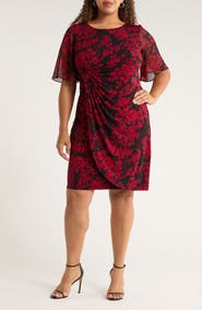 Connected Apparel Flutter Sleeve Cocktail Dress
