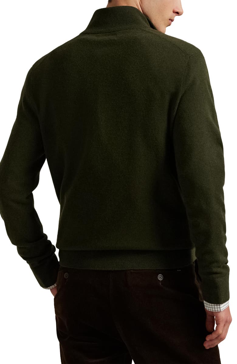 Polo Ralph Lauren Regular Fit Wool Quarter Zip Sweater, Alternate, color, Leaf Green Heather