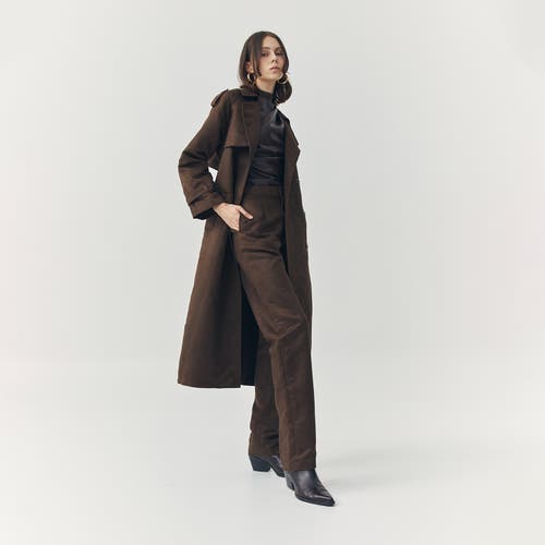 Ats Jett Suede Coat In Brown
