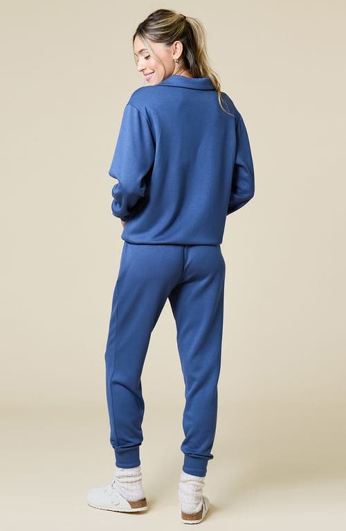 Softies Athleisure Dreamtech Johnny Collar Jogger Set In Indigo
