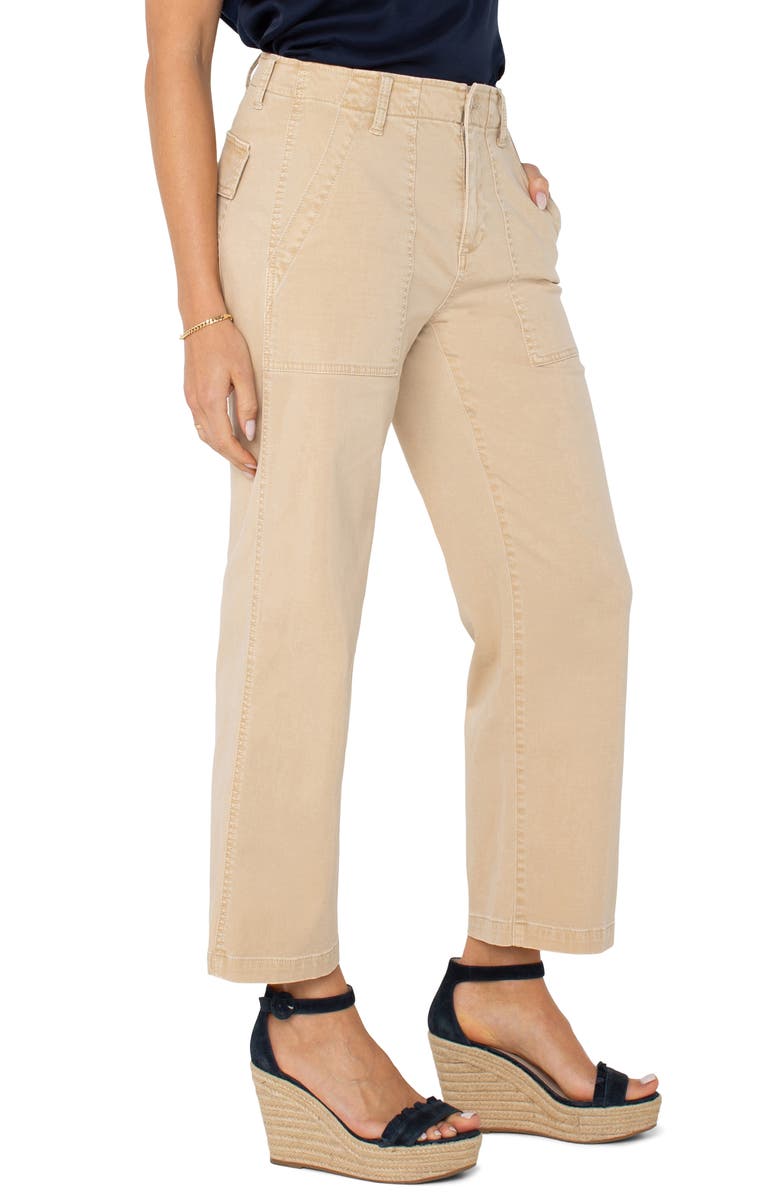 Liverpool Los Angeles Crop Wide Leg Twill Cargo Pants, Alternate, color, Cappuccino