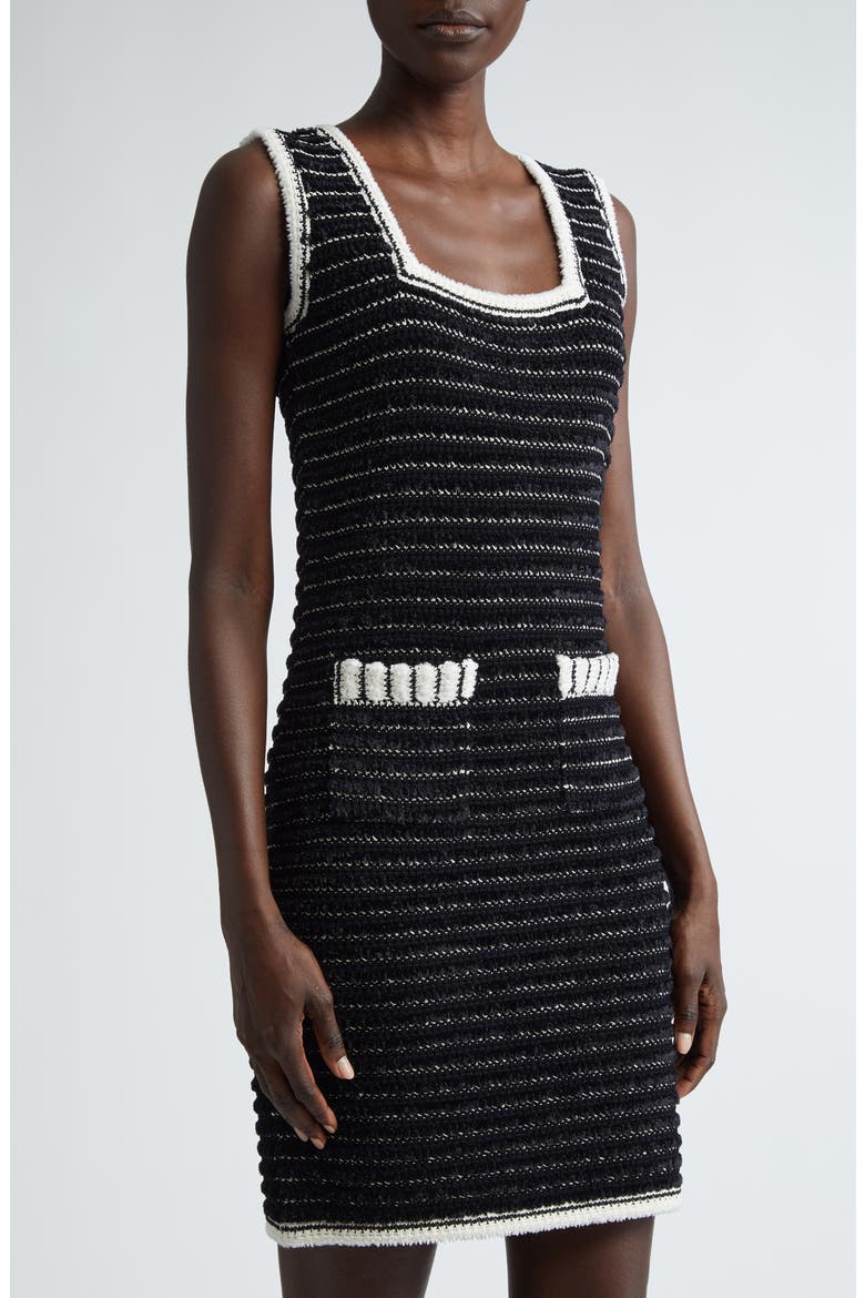 Eyelash Tweed Sheath Dress, Alternate, color, BLACK/ ECRU