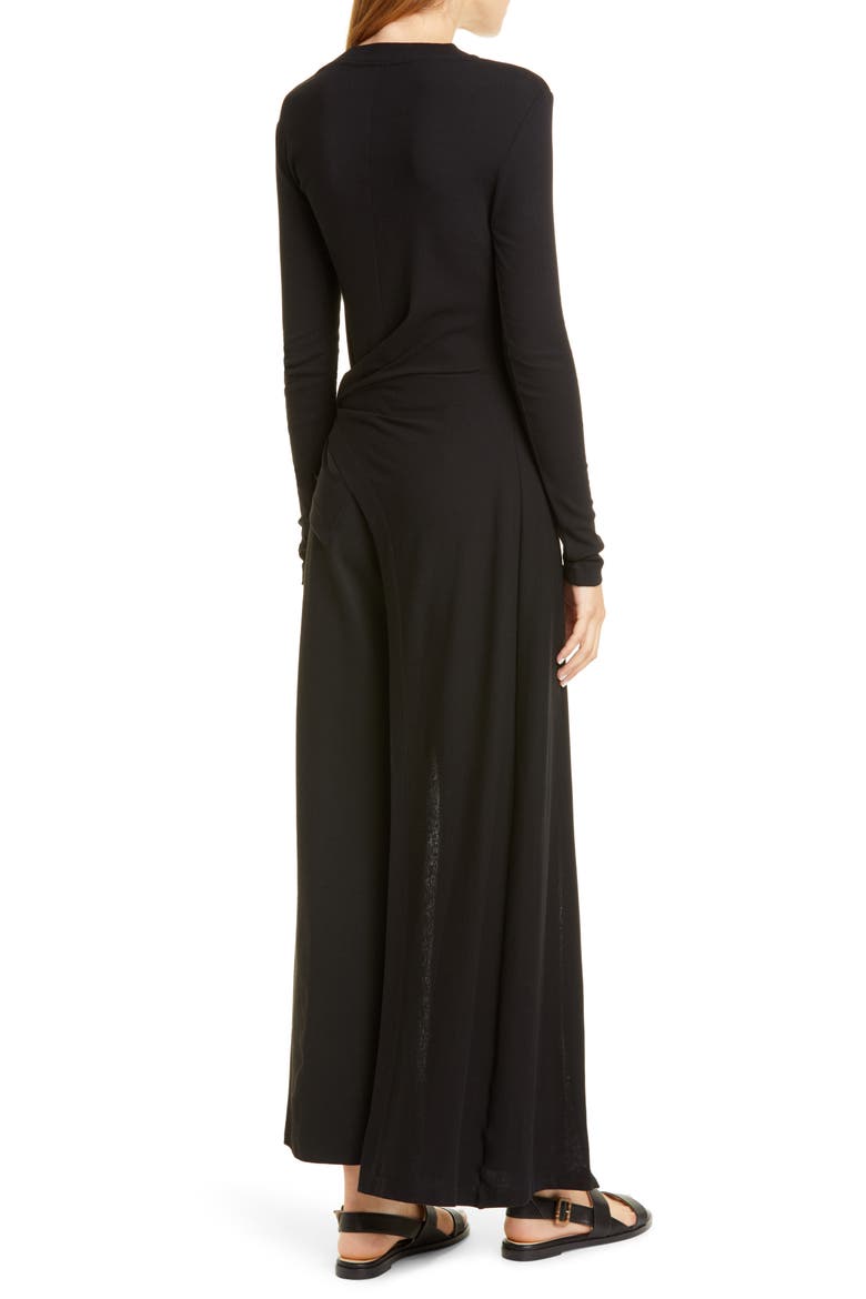 Split Apron Cotton Rib T-Shirt, Alternate, color, BLACK