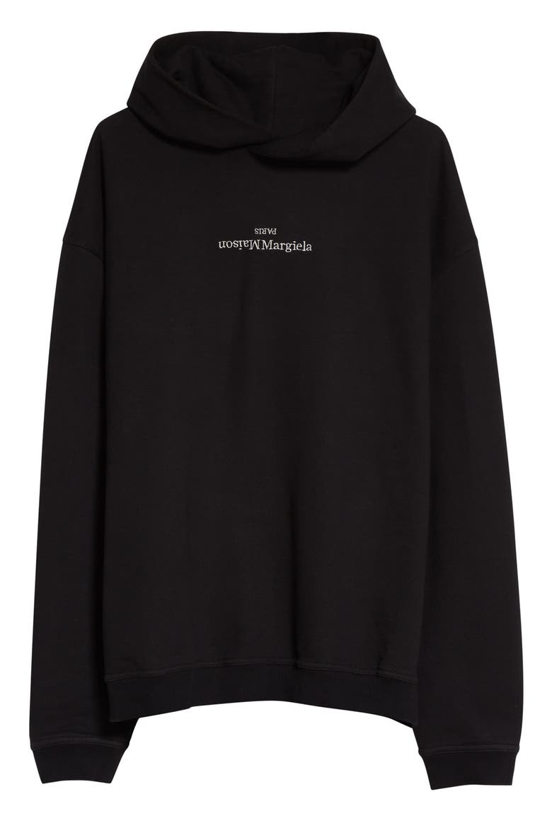 Embroidered Logo Cotton Hoodie, Alternate, color, BLACK