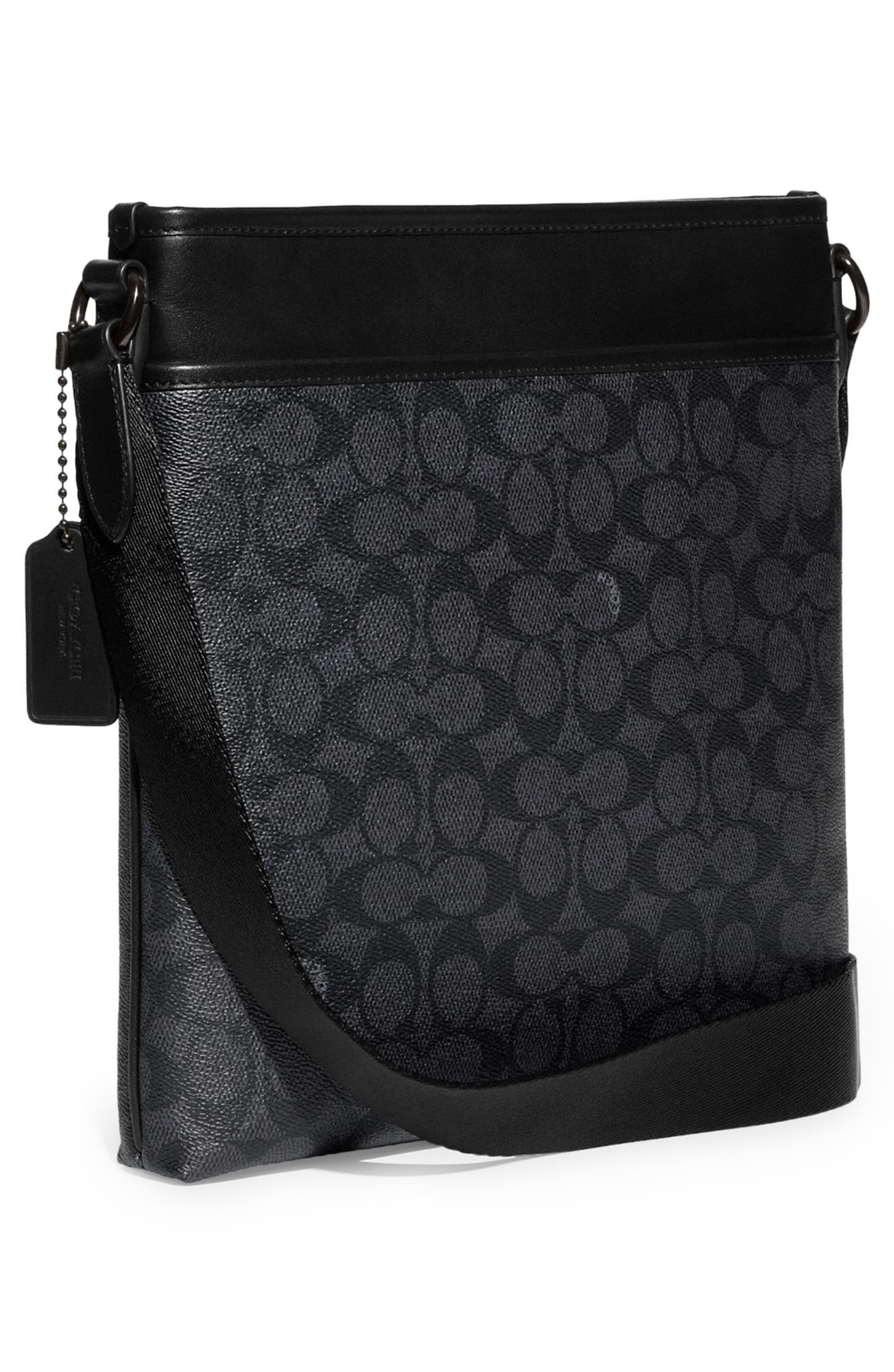 COACH Gotham Slim Signature Coated Canvas & Leather Crossbody Bag, Alternate, color, 