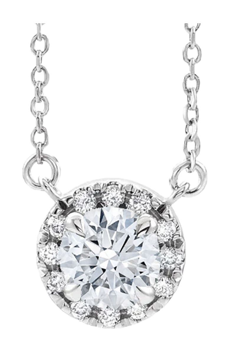 Bliss Diamond 1/2 Ct Lab Grown Diamond Halo Necklace 14K Gold, Main, color,