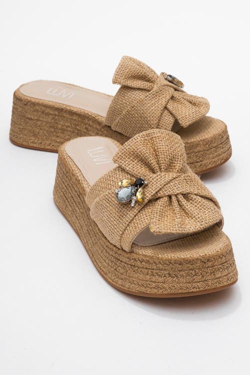 Prologue Shoes Shara Braided Bow & Bee Buckle Platform Sandal In Brown