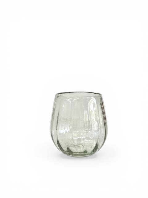 Handblown Oval Fluted Glass - Set of 2