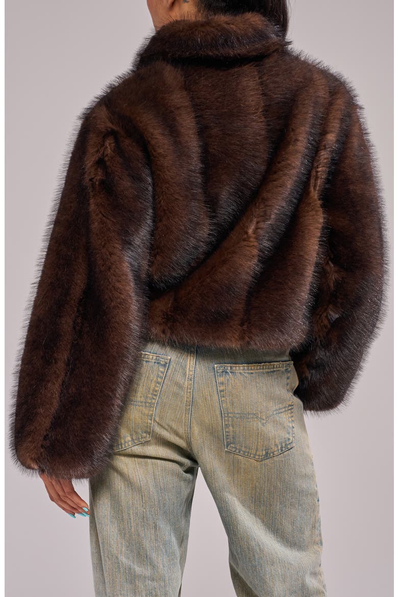 Kessia Faux Fur Jacket, Alternate, color, CHOCOLATE