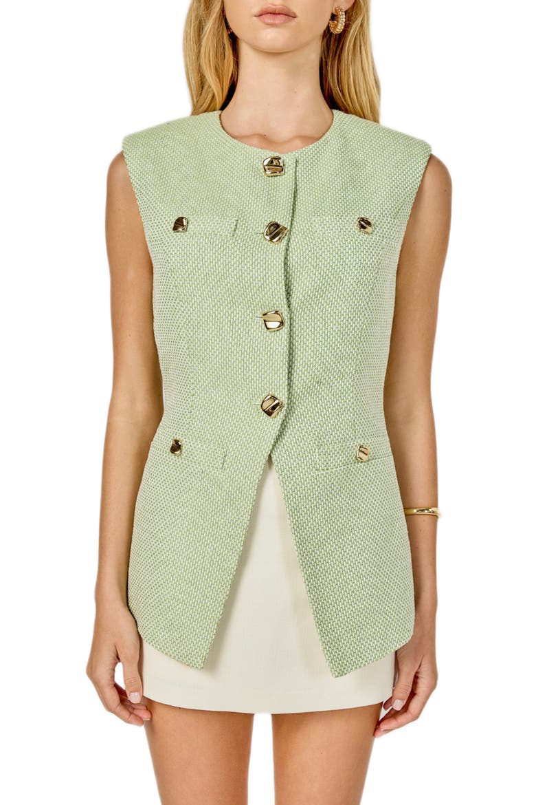 Tweed Vest, Main, color, PISTACHIO/ WHITE