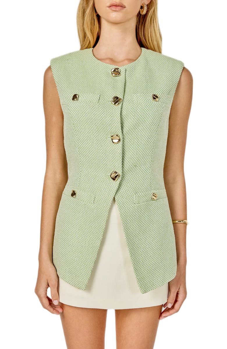 Endless Rose Tweed Vest, Main, color, Pistachio/ White