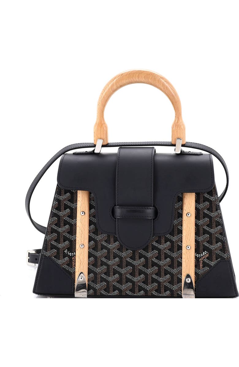 Pre-Owned Goyard Saigon Top Handle Bag Coated Canvas with Leather PM, Main, color, Black