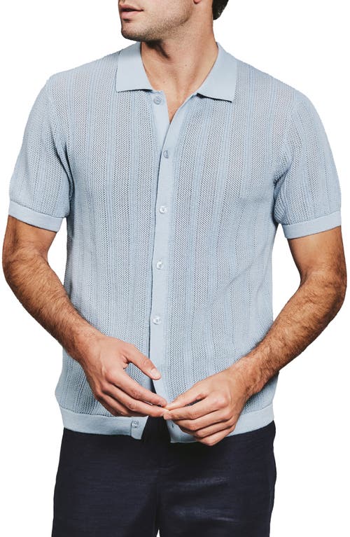 7 Diamonds Kellan Knit Short Sleeve Button-up Shirt In Blue