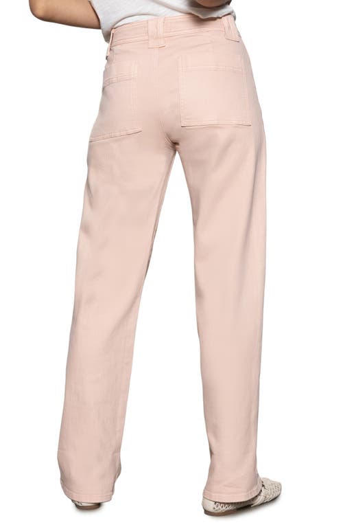 Shop Sanctuary Luna Button Fly High Waist Cuff Straight Leg Jeans In Earth Pink