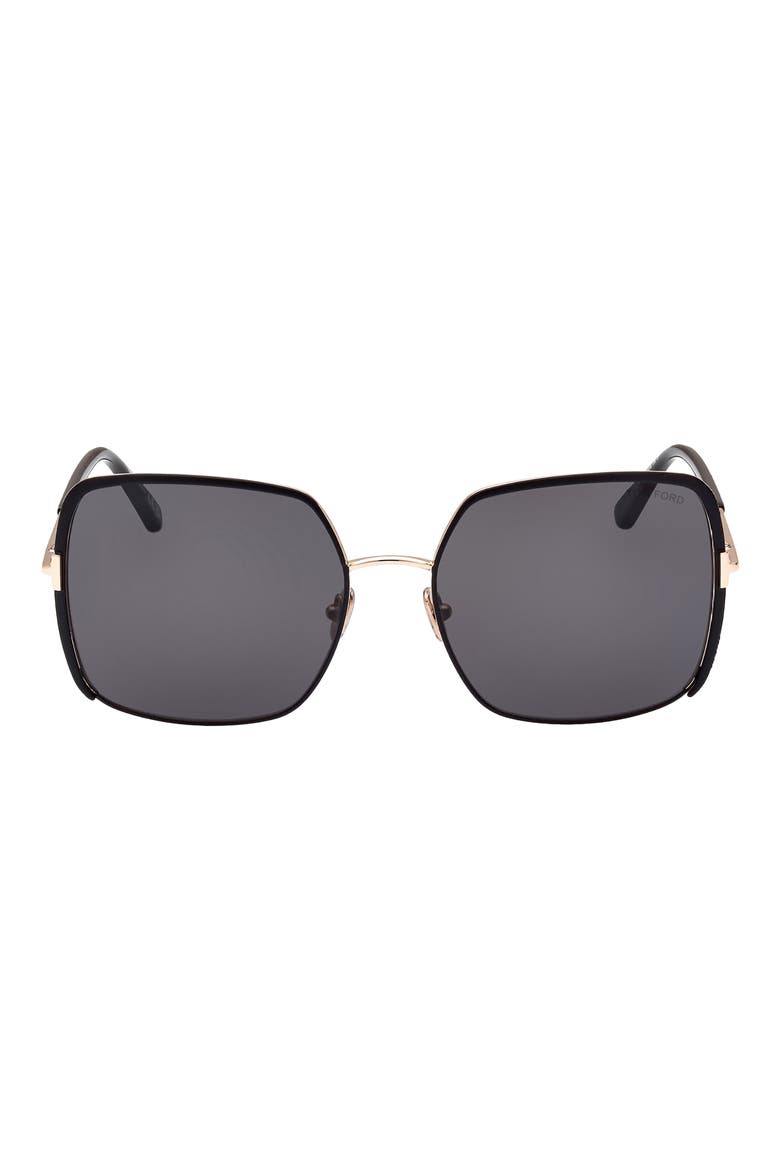 Raphaela 60mm Butterfly Sunglasses, Main, color, SHINY GOLD/ SMOKE