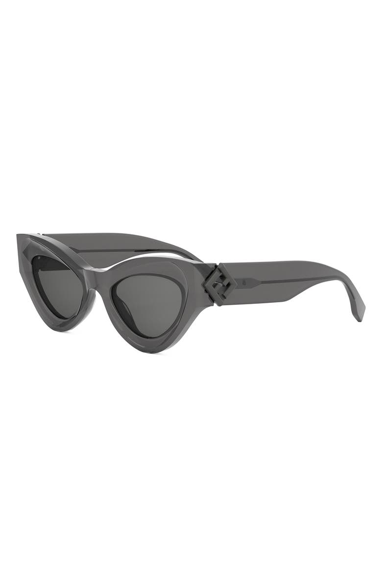 Fendi FF Diamonds 52mm Cat Eye Sunglasses, Alternate, color, Grey/ Other / Smoke