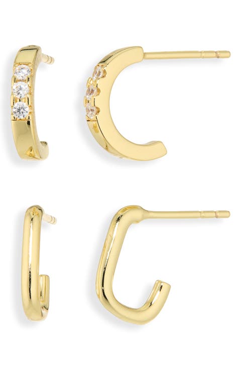 Set of 2 Cubic Zirconia Mini Hoop Earrings