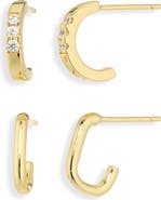 ARGENTO VIVO Set of 2 Cubic Zirconia Mini Hoop Earrings