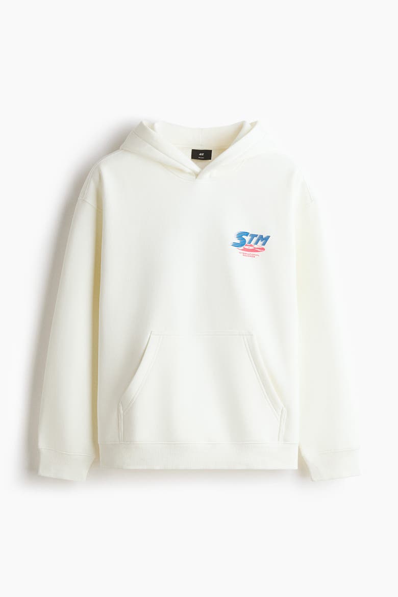 Relaxed Fit Printed Hoodie, Alternate, color, White/STM