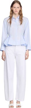 SANDRO Striped peplum shirt