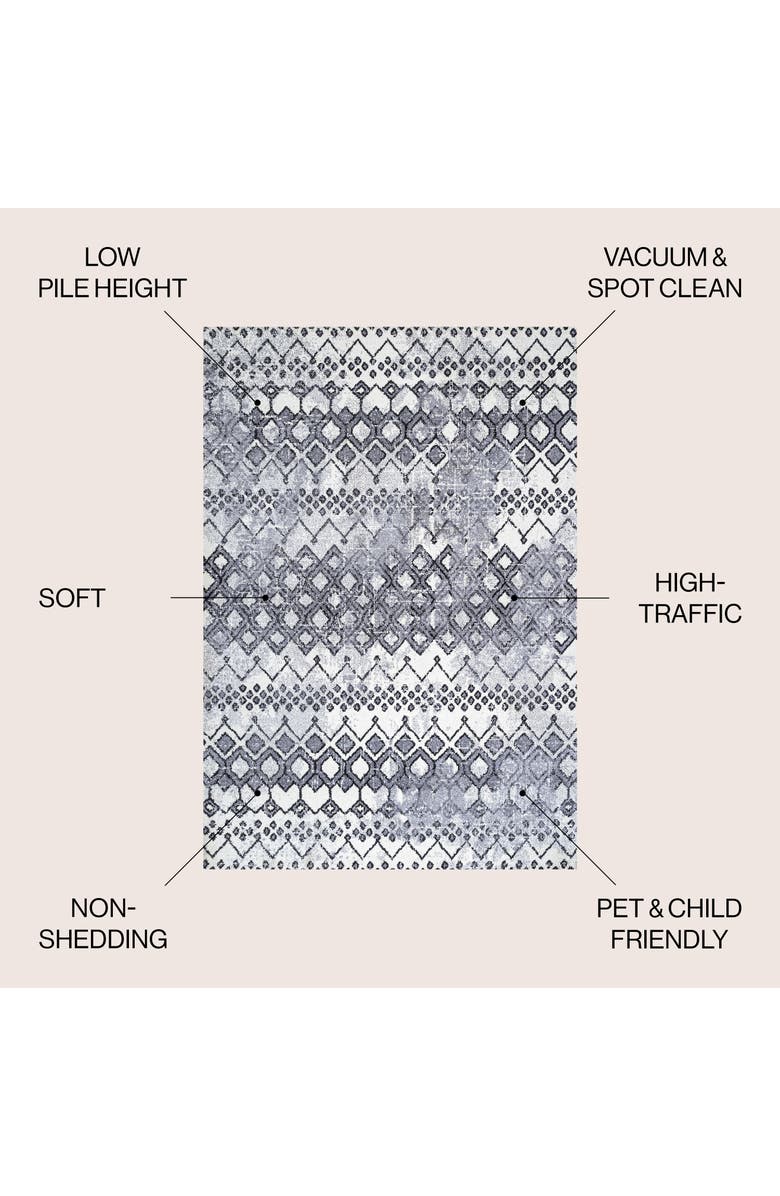 JONATHAN Y Azmar Moroccan Geometric Distressed Area Rug, Alternate, color, Ivory/Black