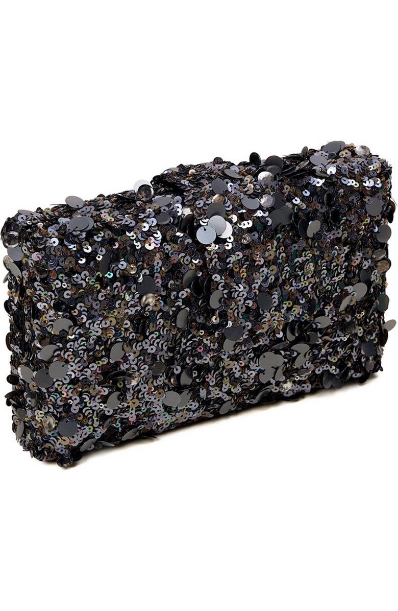 Simitri Metallic Kitsch Clutch, Alternate, color, Raven