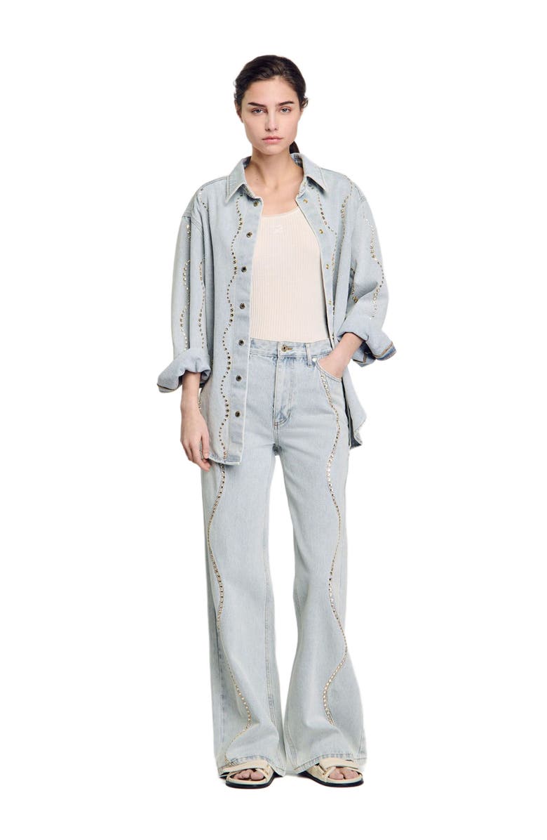 SANDRO Jeans with rhinestone stripes, Alternate, color, 