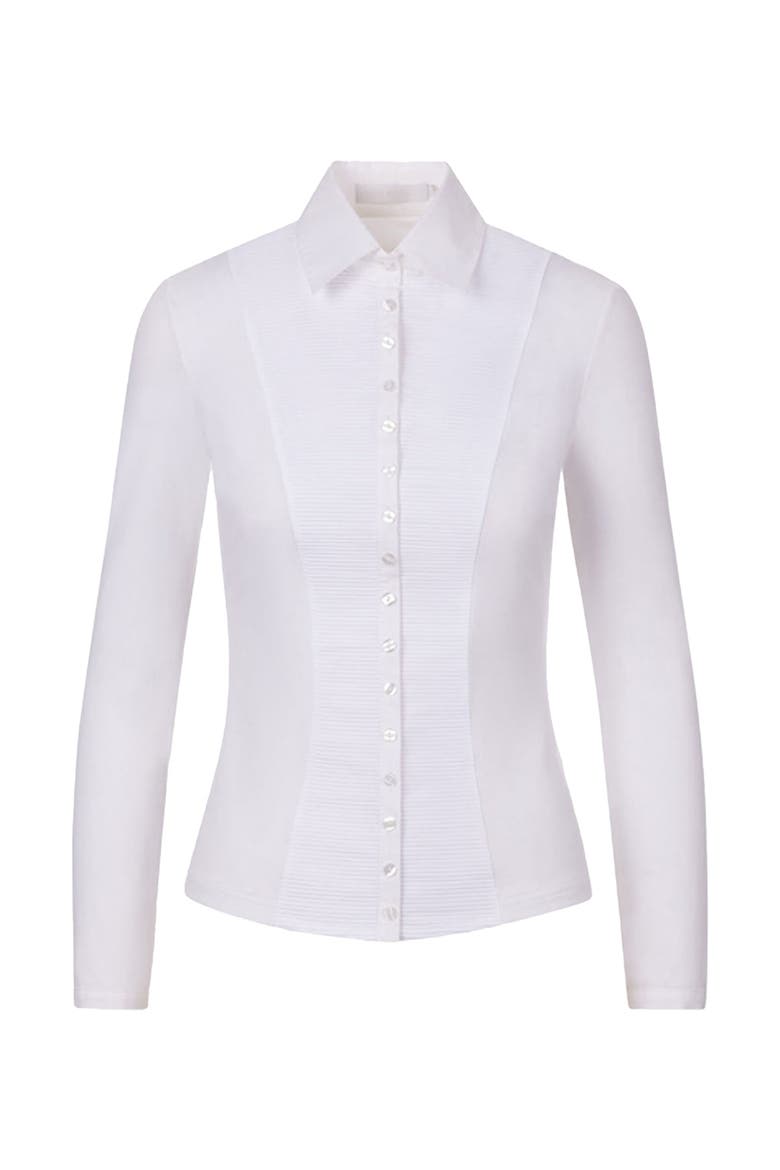 Women's Collar  Clodie White Pleated Cotton Shirt With Pointed Collar, Alternate, color, White