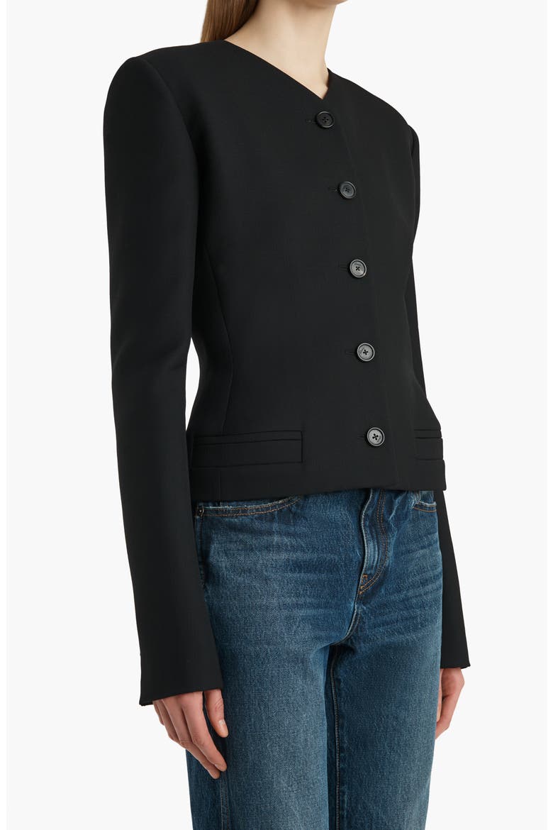 Nara Collarless Wool Canvas Jacket, Alternate, color, BLACK