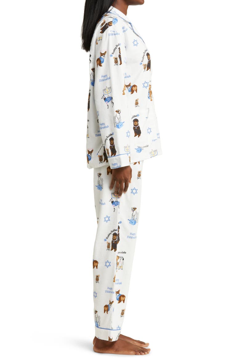 Long Sleeve Cotton Flannel Pajamas & Headband Set, Alternate, color, IVORY