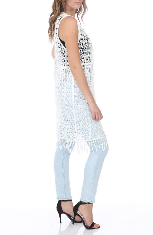 Rain And Rose Crochet Longline Duster Cardigan In White