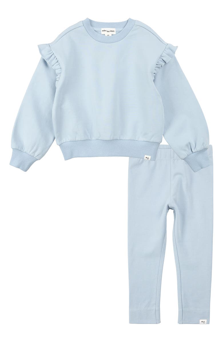 MILES THE LABEL Ruffle Sweatshirt & Leggings Set, Main, color, Light Blue