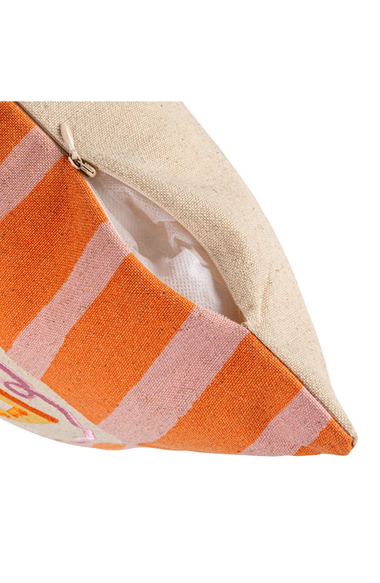 Storied Home "Ciao Bella" Cotton and Linen Printed Pillow, Multicolor, Alternate, color, Pink