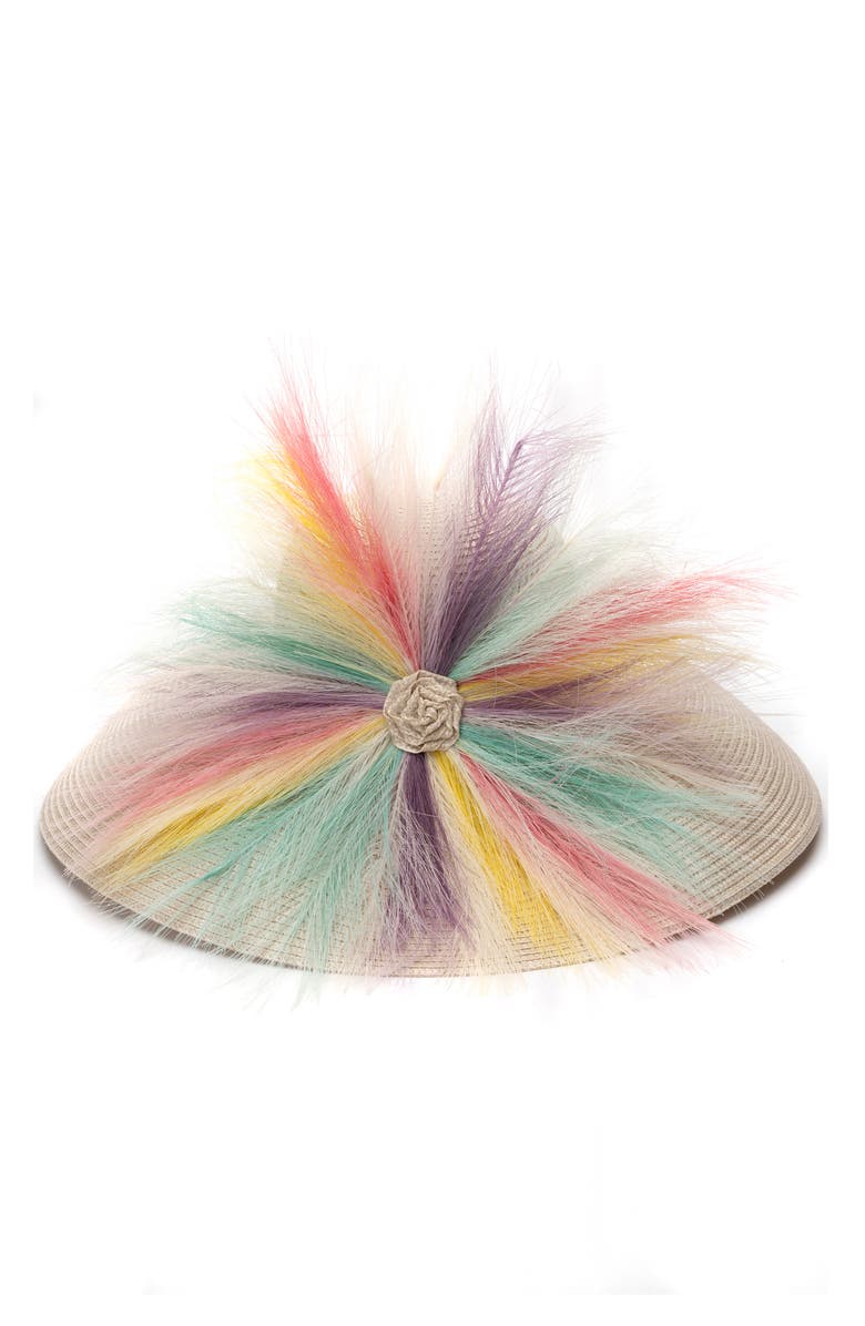 Collection XIIX Multicolored Feather Wide Brim Hat, Alternate, color, Neutral