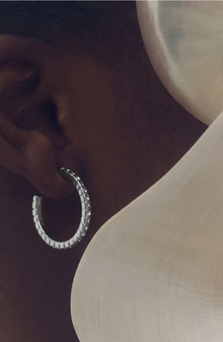 Reiss Sade Crystal Hoop Earrings, Alternate, color, Silver Tone/ Clear Crystal