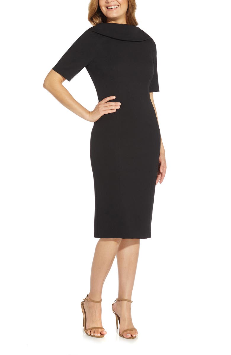 Adrianna Papell V-Back Sheath Dress, Alternate, color, Black