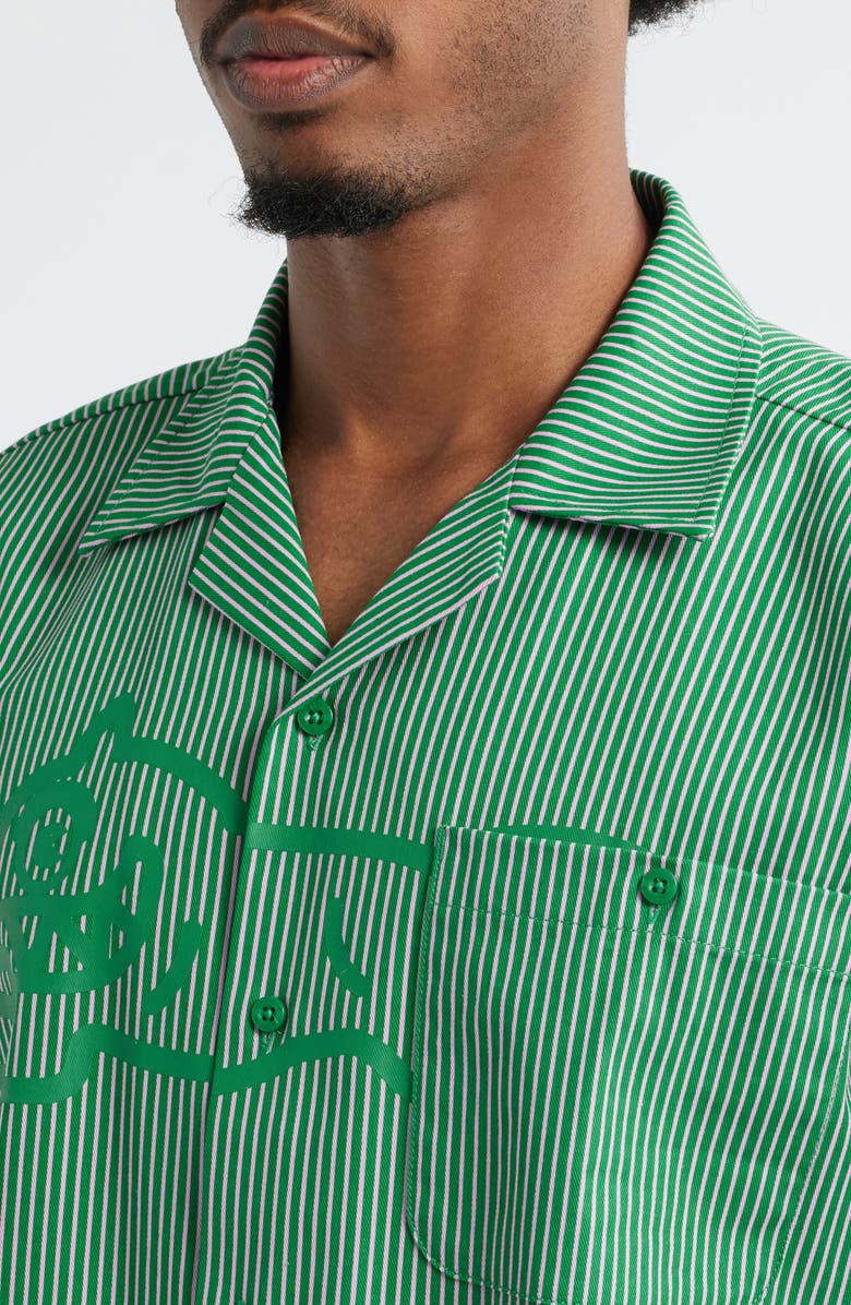ICECREAM Decker Pinstripe Cotton Camp Shirt, Alternate, color,